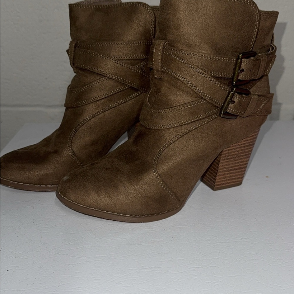 Charlotte Russe Brown Ankle Booties with Buckle Straps